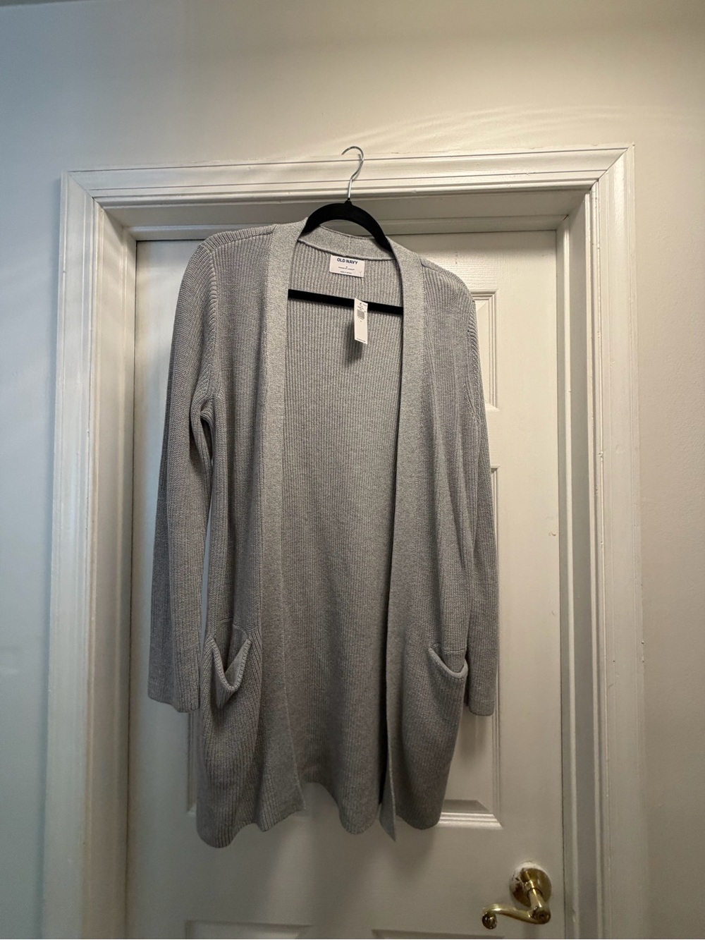 Old Navy Light Gray Open-Front Knit Cardigan